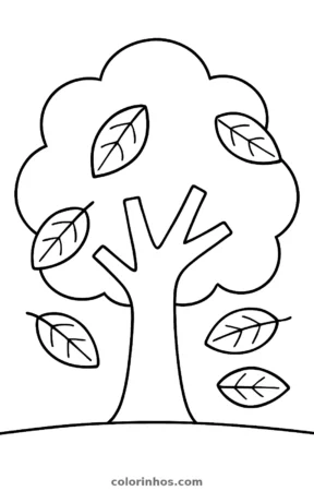Árvore de outono, desenho em preto e branco para colorir