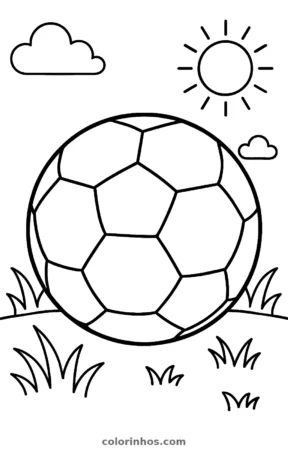 Bola de futebol, desenho em preto e branco para colorir