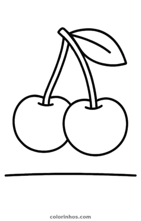 Cerejas, desenho em preto e branco para colorir
