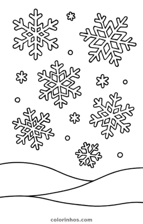 Flocos de neve, desenho em preto e branco para colorir