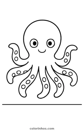 Polvo, desenho em preto e branco para colorir