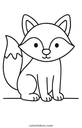 Raposa, desenho em preto e branco para colorir