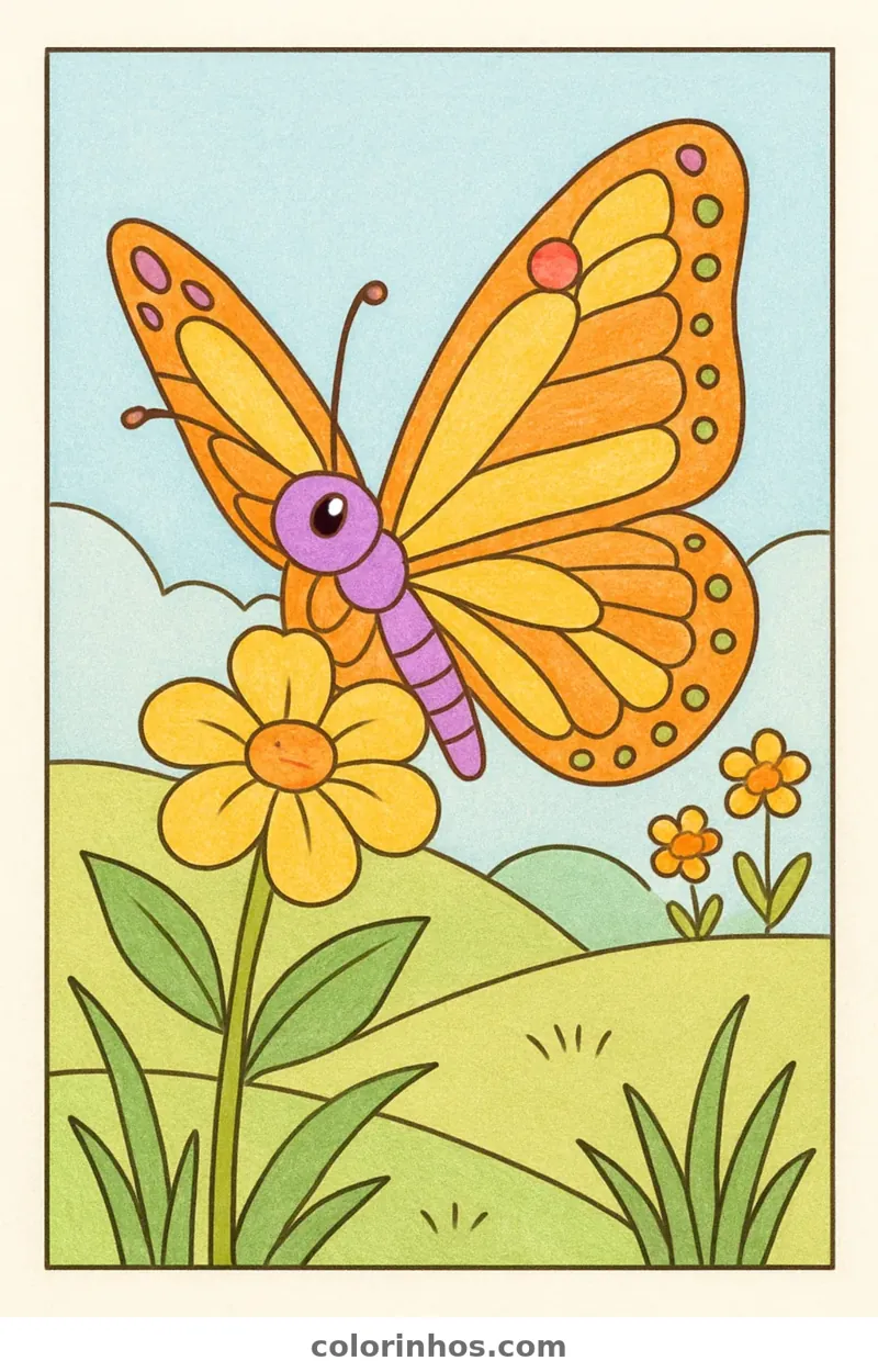 Exemplo colorido: Borboleta-monarca