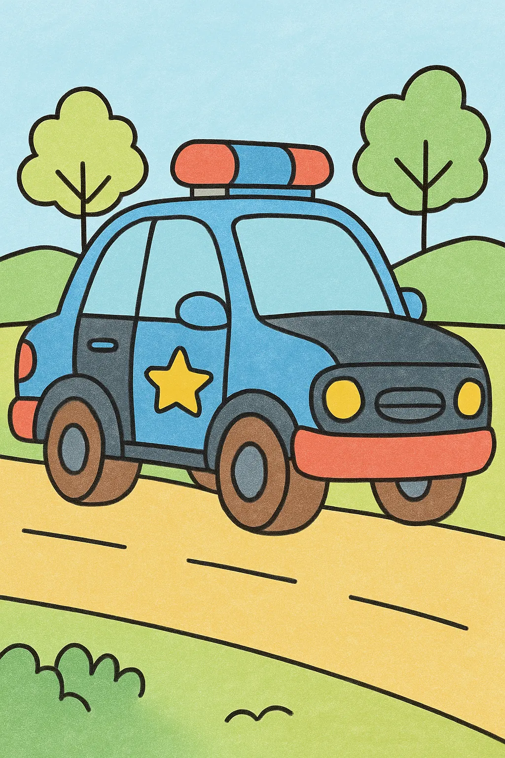 Exemplo colorido: Carro de polícia