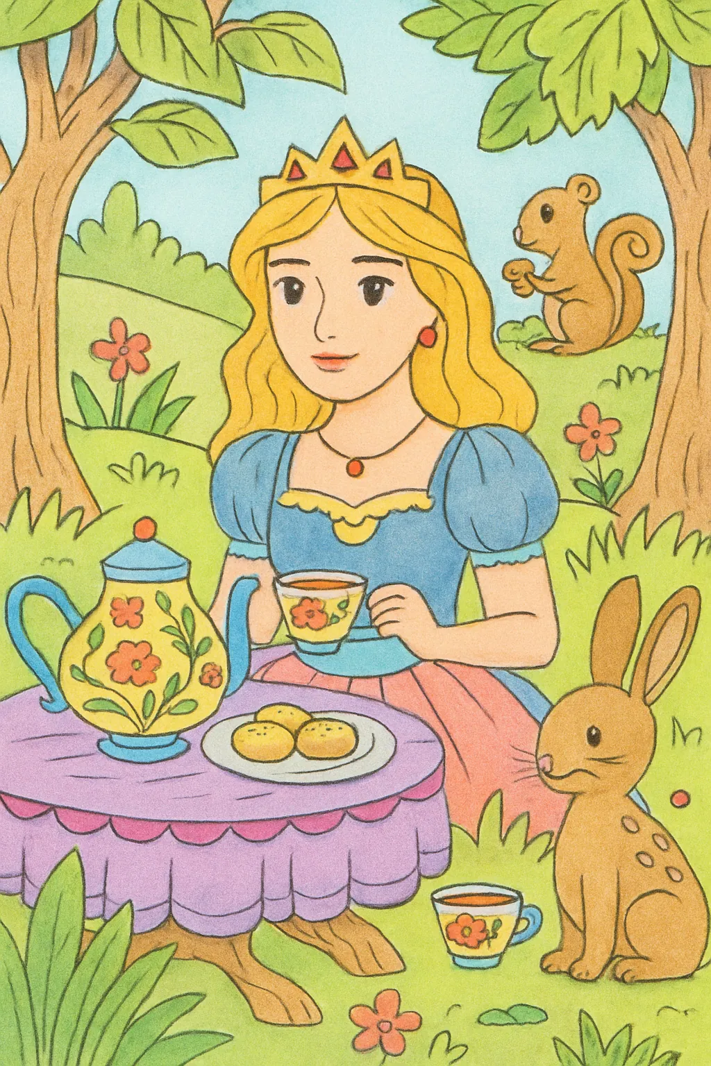 Exemplo colorido: Chá da tarde da princesa