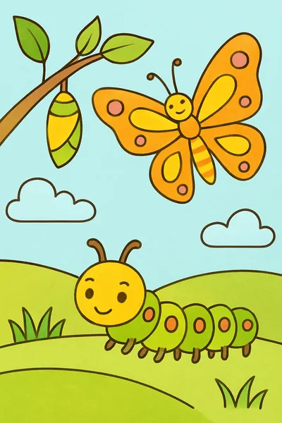 Exemplo colorido: De lagarta a borboleta
