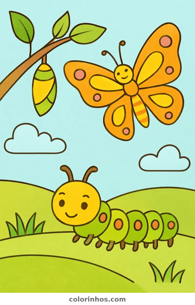 Exemplo colorido: De lagarta a borboleta