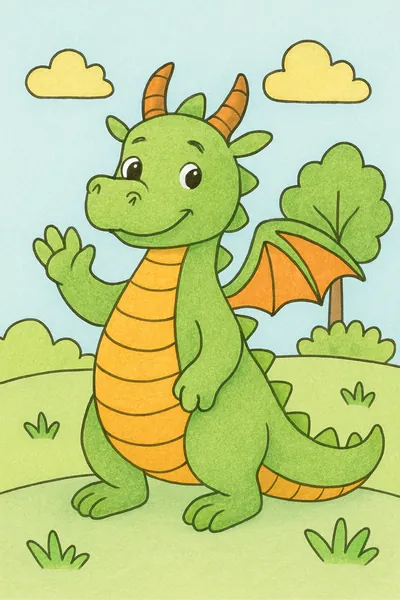 Exemplo colorido: Dragão simpático