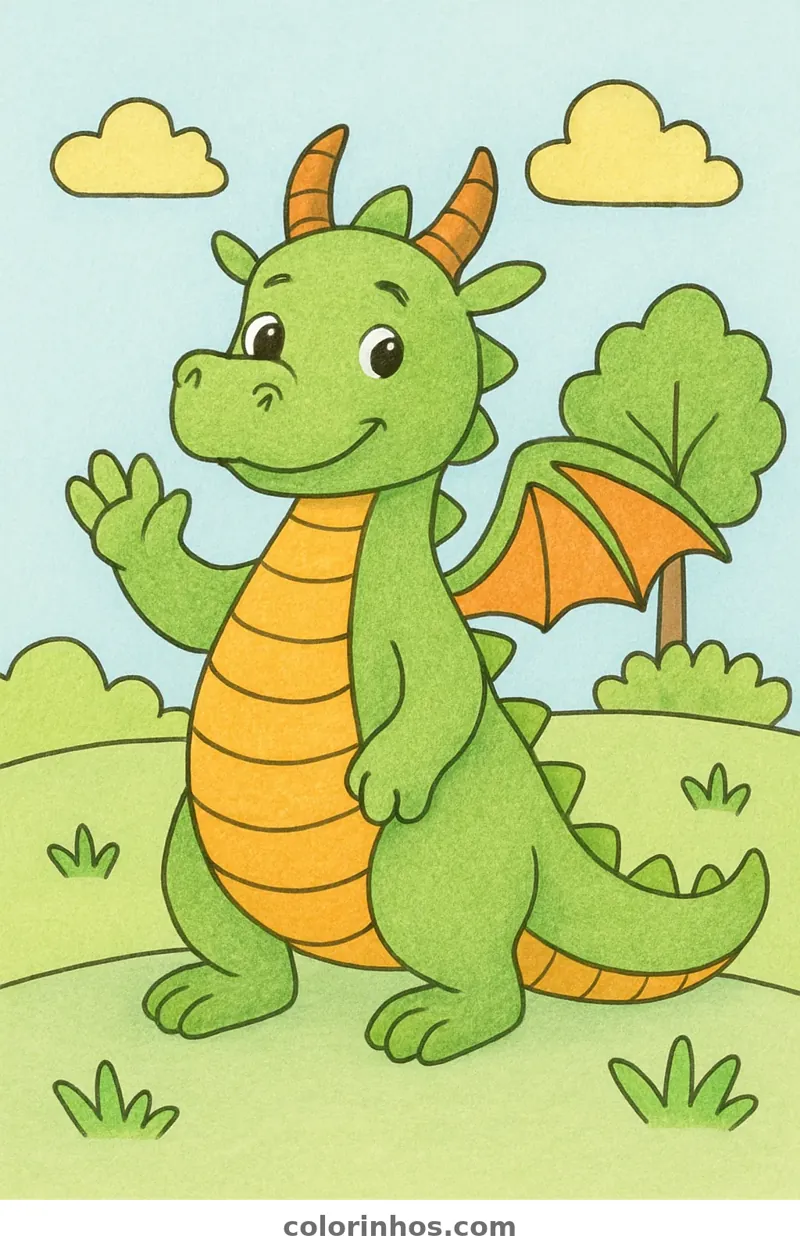 Exemplo colorido: Dragão simpático