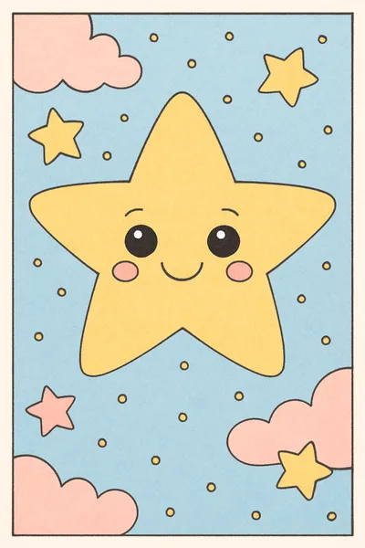 Exemplo colorido: Estrela com carinha