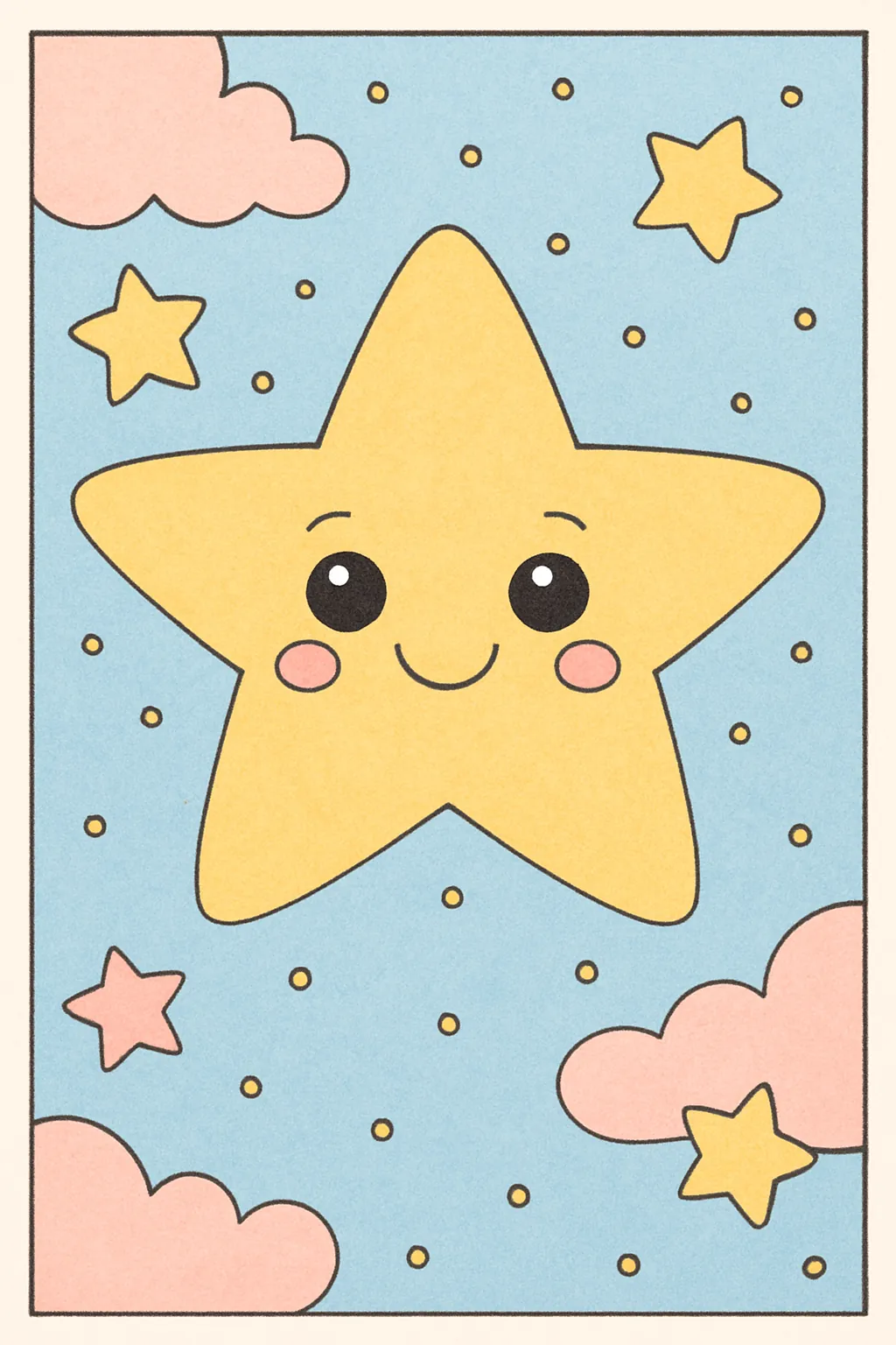 Exemplo colorido: Estrela com carinha