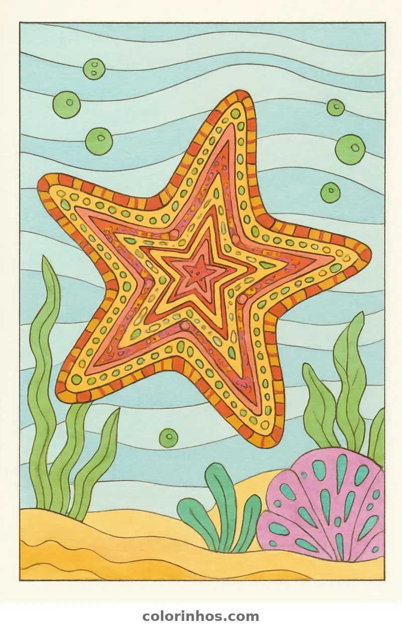 Exemplo colorido: Estrela-do-mar enfeitada