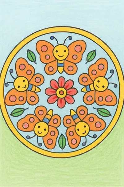 Exemplo colorido: Mandala de borboletas