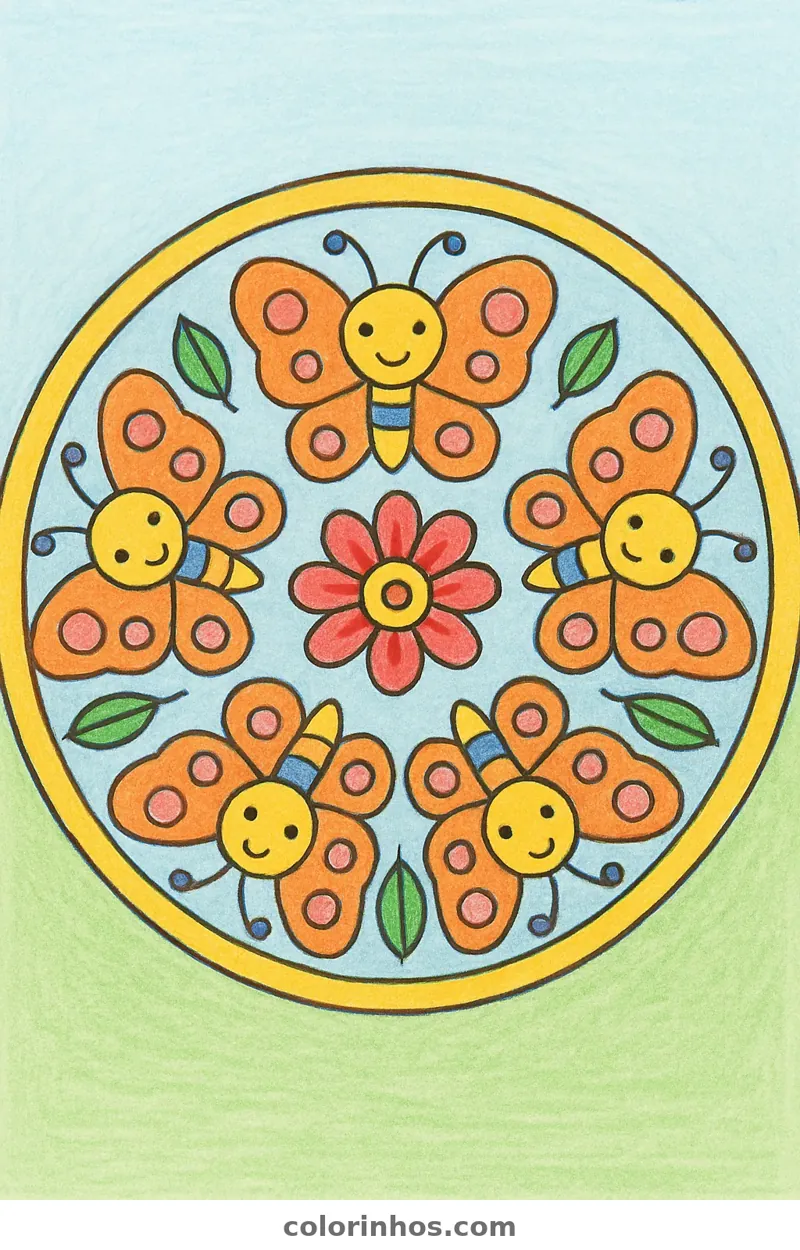 Exemplo colorido: Mandala de borboletas