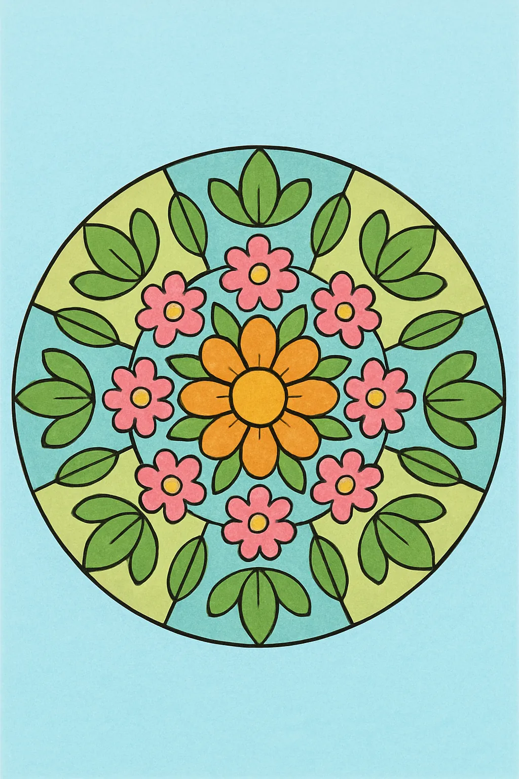 Exemplo colorido: Mandala de flores