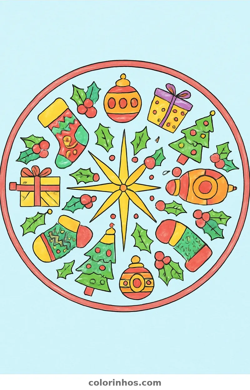 Exemplo colorido: Mandala de Natal