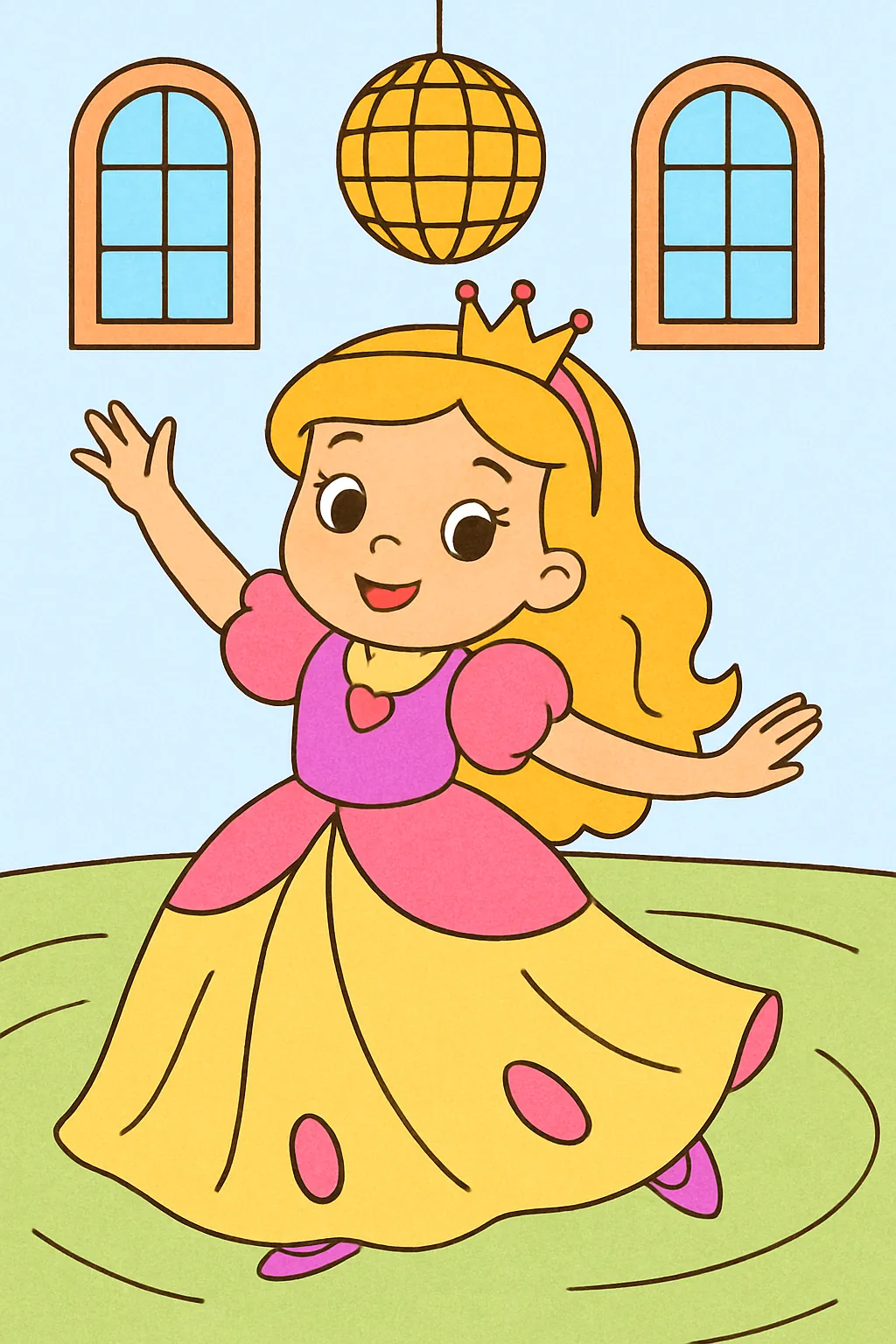 Exemplo colorido: Princesa dançando no baile